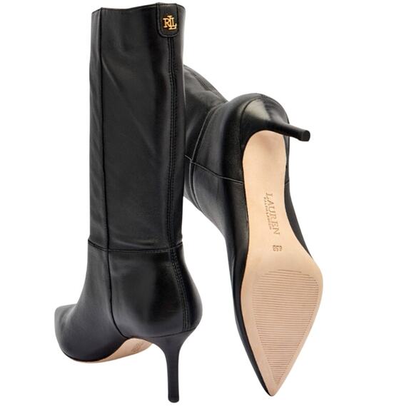 Lauren Ralph Lauren Mid Calf Nappa Leather Boot Size 8 NEW - Picture 2 of 9